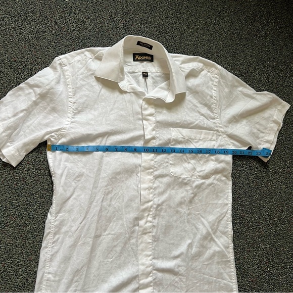 ADONIS White Cotton Short Sleeve Button Down Formal Fancy Dress Shirt Neck 14.5 - Picture 14 of 16